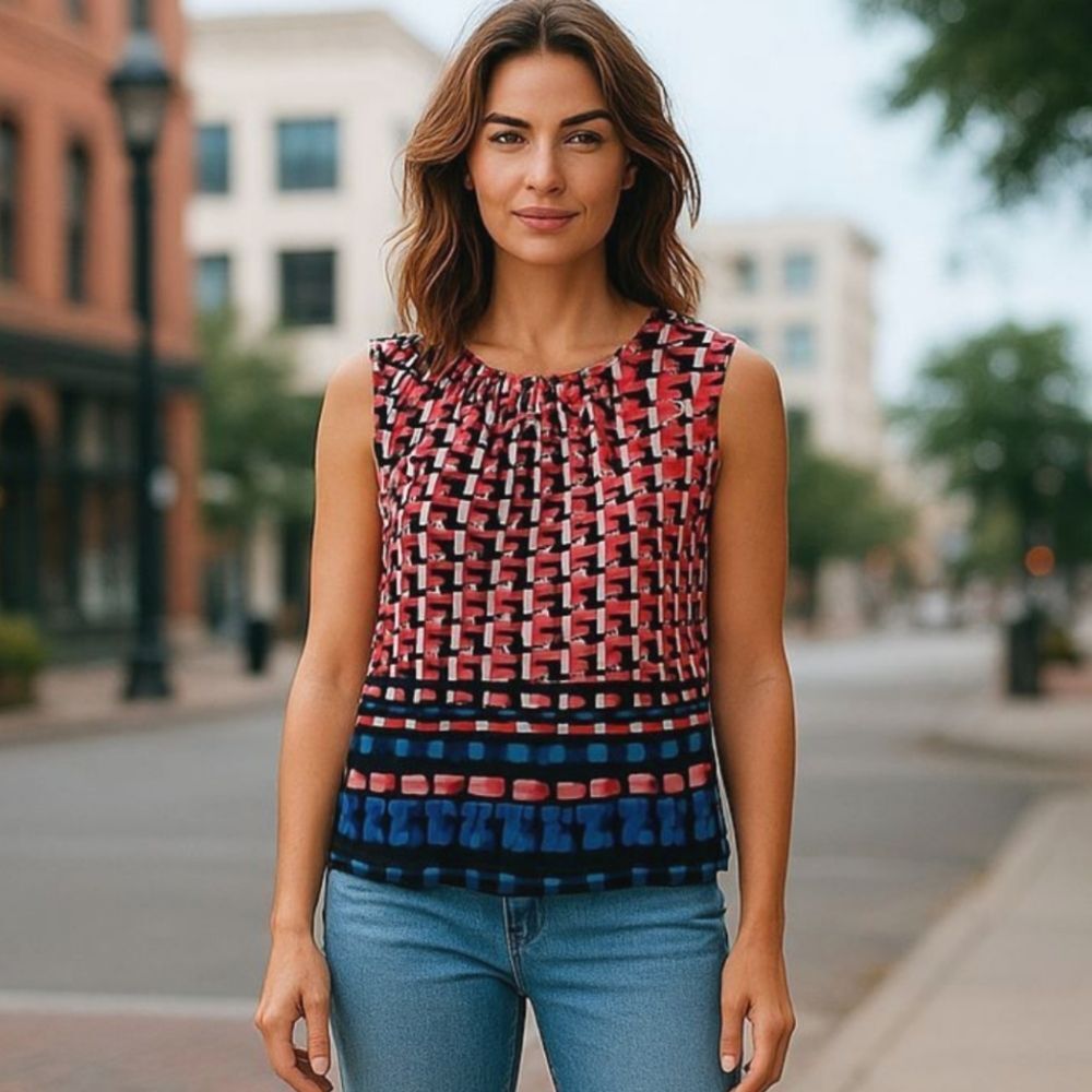 Calvin Klein Geometric Print Sleeveless Top